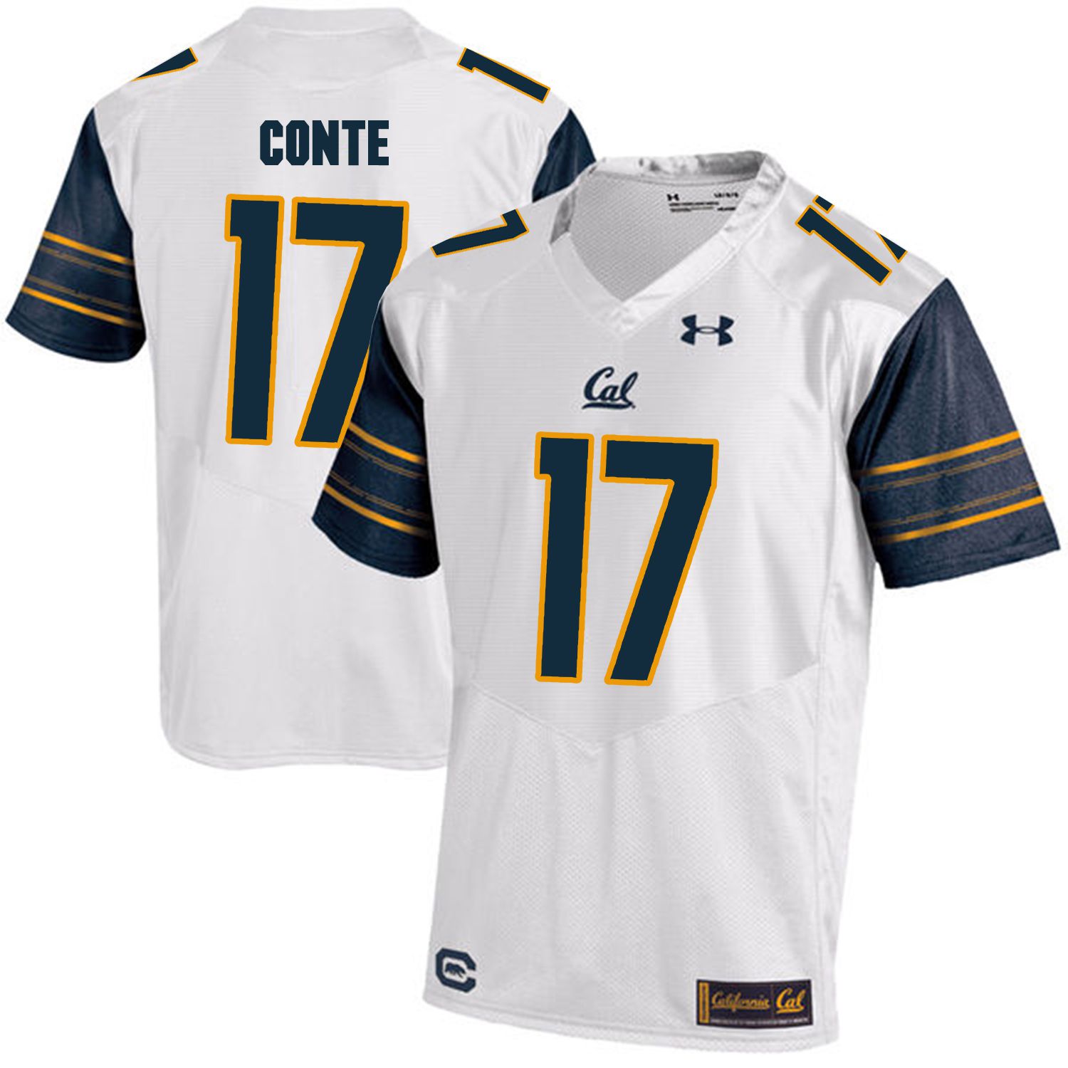 Men California Golden Bears #17 Chris Conte White Customized NCAA Jerseys1->customized ncaa jersey->Custom Jersey